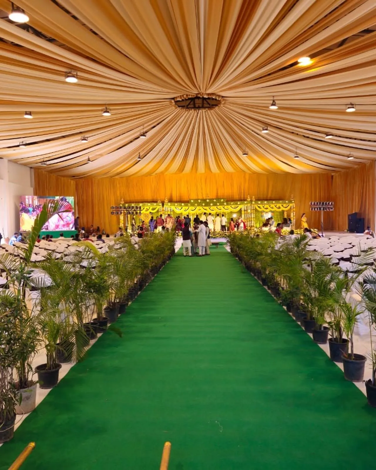 Grand convention hall wedding setup at Gala Convention near Hyderabad