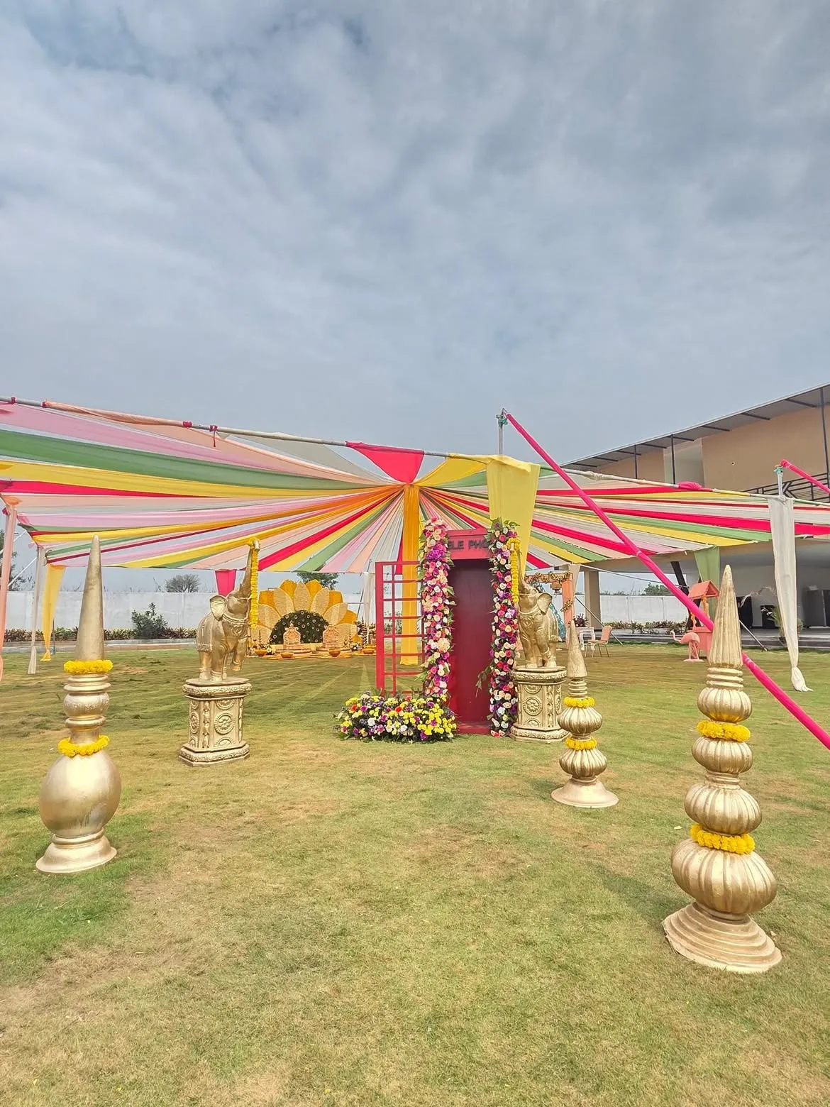 Grand convention hall wedding setup at Gala Convention near Hyderabad